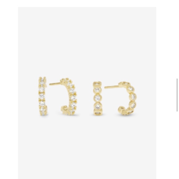 NWT Melinda Maria 3 Pairs Gold Huggie Earrings "They're So Cute" and "Gabriella" - Picture 6 of 6